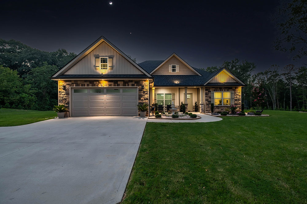 Beautifully back lit property at night